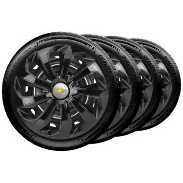 Imagem de Jogo 4 Calota Velox Aro 15 Preta Gm Corsa Celta Prisma Agile - Elitte