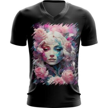 Imagem de Camiseta Gola V Mulher de Rosas Paixão 8 - Kasubeck Store®, INF 16