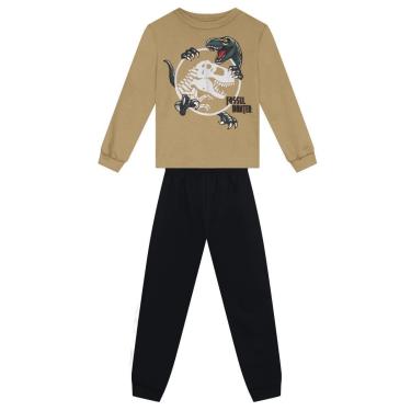 Imagem de Conjunto infantil em moletom de dinossauro Brandili-Masculino