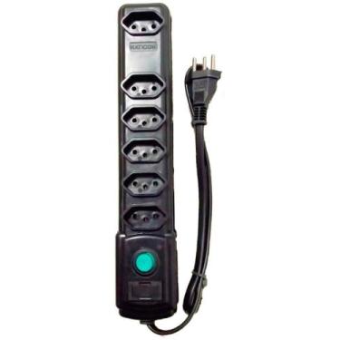 Imagem de Filtro de Linha com 6 Tomadas 1,0M Bivolt com Fusível - Preto - BRIGHT