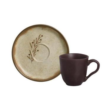 Imagem de CONJUNTO C/ 6 XÍCARAS DE CAFÉ C/ 6 PIRES BIO STONEWARE NATIVA 120ml - 