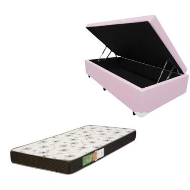 Imagem de Cama Box Baú Solteiro Blindada com Colchão Solteiro Espuma D20 12cm - 