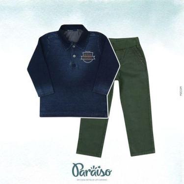 Imagem de Conjunto Paraiso Menino Infantil 1 2 3 4 Blusa + Calça 9292, TAM 1 ANO