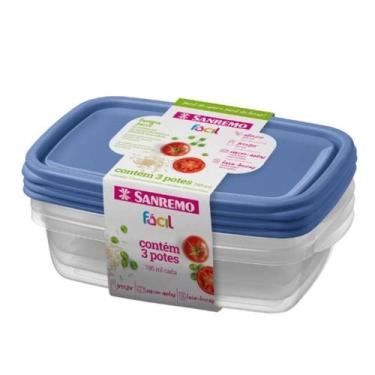 Imagem de 3 Pote Plástico 785ml Retangular Microondas Freezer Bpa Free - Sanremo