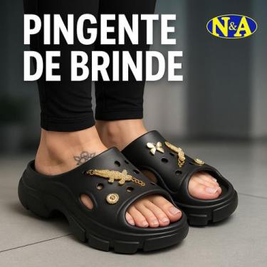 Imagem de Sandália Chinelo Nuvem Plataforma EVA Enfeites Pingentes Broches Babuc