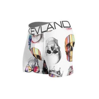 Imagem de Cueca Boxer Kevland Colored Skulls White, G, Branco