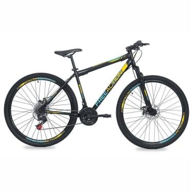 Imagem de Bicicleta Flexus 2.0 Mountain Bike Aro 29 Quadro Aço 21v Free Action Preto Com Azul/Ama...