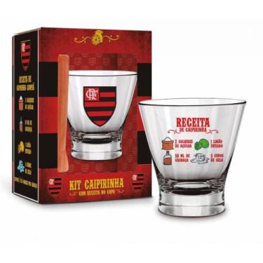 Imagem de Kit Caipirinha Copo E Socador Flamengo Torcedor Rubro Negro - Brasfoot