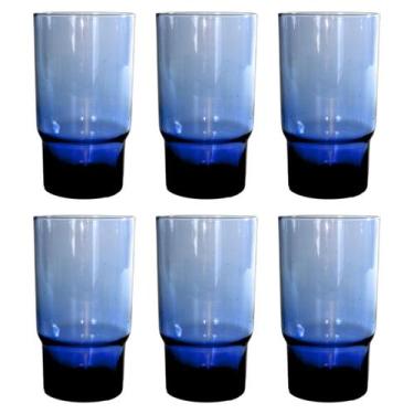 Imagem de Conjunto Copos De Vidro Azul Moderno Água Bebida 520Ml 6un - Tuut