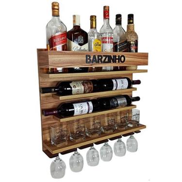 Imagem de Adega e Barzinho de Parede para sala bebidas com porta taças vinho - B