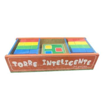 Imagem de Jogo Torre Inteligente Brinquedo Educativo Equilíbrio MDF - Tralalá