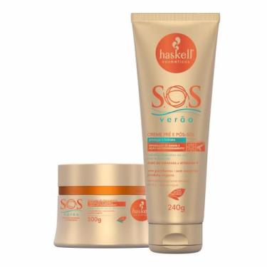 Imagem de Kit Sos Verão Haskell: Máscara 300gr + Creme Pré e Pós Sol  Proteção, 
