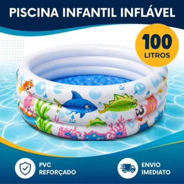 Imagem de Piscina Infantil Inflável Redonda Fundo do Mar PVC para Água e Bolinha