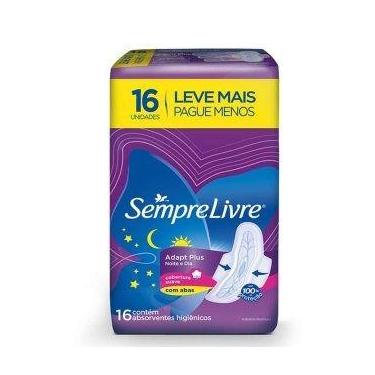 Imagem de Absorvente Sempre Livre Adapt Plus Noite e Dia Suave com Abas 16 Unida