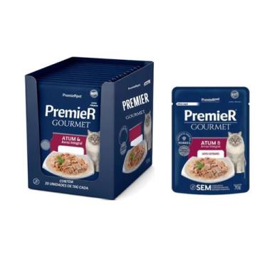 Imagem de Kit 20 Sachê Premier Gourmet Atum/arroz Gato Castrado 70g