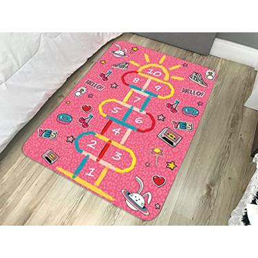 Imagem de Tapete Infantil Atividades Transfer 95x130cm Amarelinha Rosa
