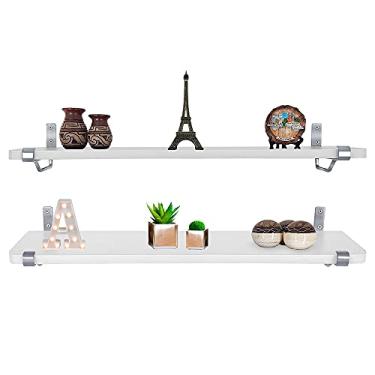 Imagem de Kit Jogo 2 Prateleiras De Parede Zurique Mdf 60cm x 15cm Prata/Branca