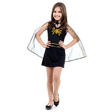 Imagem de Fantasia Aranha Pop Infantil 10364-P Sulamericana Fantasias Preto/Dourado P 3/4 Anos