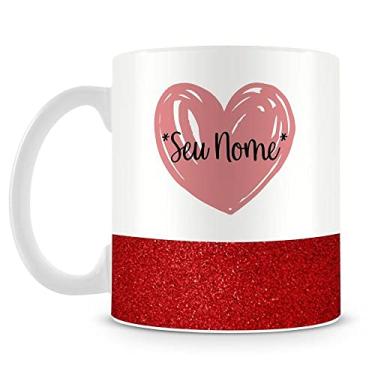 Imagem de Caneca Personalizada Base Glitter Vermelho - Coração (com Nome)
