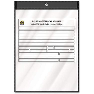 Imagem de Porta Documento para Cartão CNPJ, Polibras, Incolor/Preto, 302x216mm, Pacote de 10