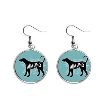 Imagem de Brinco de prata com silhueta de cão de animal preto com pingente de orelha natural joia feminina