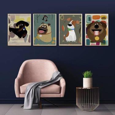 Imagem de Kit 4 Quadros Decorativos Cachorrinhos Pet