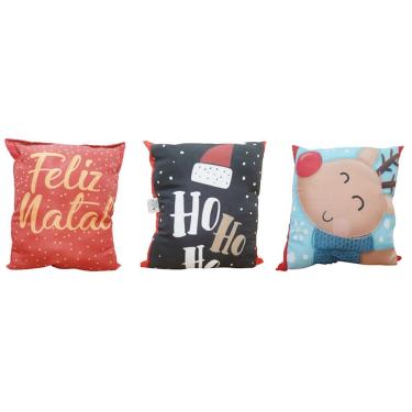 Imagem de Kit 3 Almofadas Decorativa Natal Estampa Natalina 26 x 20cm