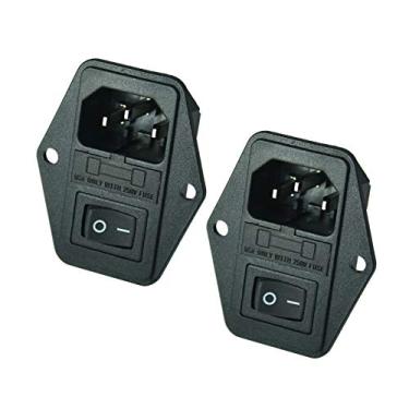 Imagem de 2 peças FILSHU IEC320 C14 Conector macho de entrada de corrente grande com interruptor basculante de 15A e fusível de 15A, soquete de alimentação resistente 15A 125V