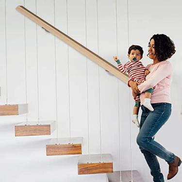Imagem de LSMKKA Corrimão de madeira para escadas, trilhos de escada antiderrapante idosos suporte de segurança para crianças barra de apoio de segurança com ferragens, trilhos quadrados de parede para casas internas ao ar livre (tamanho : 0,3 m/1 pés/11 cm)