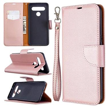 Imagem de YUNCHAO Caixa de telefone Para LG K61 Litchi Texture Pure Color capa de couro horizontal com suporte e slots para cartões, carteira e cordão capa para celular