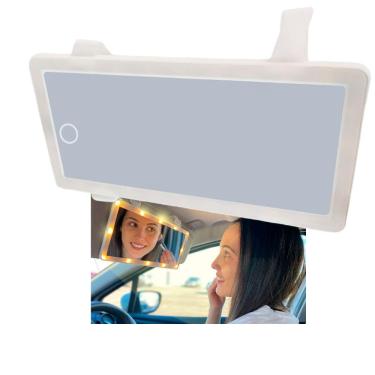 Imagem de Espelho de Carro 3 cores Automovel Led Usb Maquiagem Sem Fio Quebra Sol Veiculo Branco quente e Frio