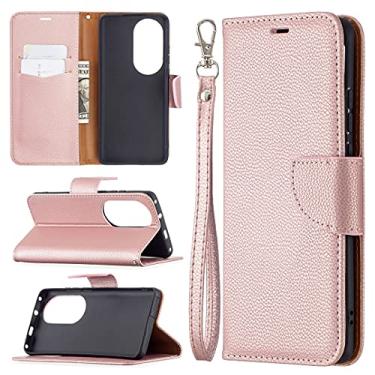 Imagem de HONGYAN Capa de telefone Para Huawei P50 Pro Litchi Textura Pure Color Horizontal Caixa De Couro Flip Com Holder & Cart Slots & Carteira & Cordão Capa protetora