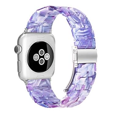 Imagem de Pulseira Compatível com Apple Watch Band 38mm 40mm 41mm pulseira de fita de resina fina com substituição de fivela de aço inoxidável para iWatch Series SE 8 7 6 5 4 3 2 1 para mulheres homens