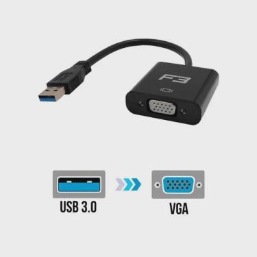 Imagem de Cabo Adaptador Conversor USB 3.0 para vga Fêmea jc-usb-vga F3