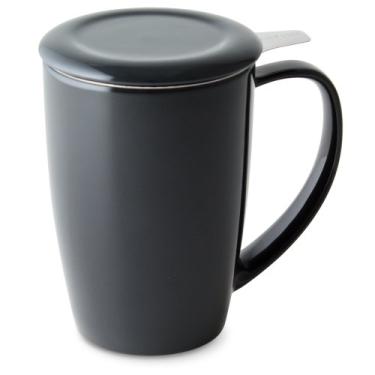 Imagem de FORLIFE Caneca de chá Curve Tall com infusor e tampa, 425 g, grafite preto