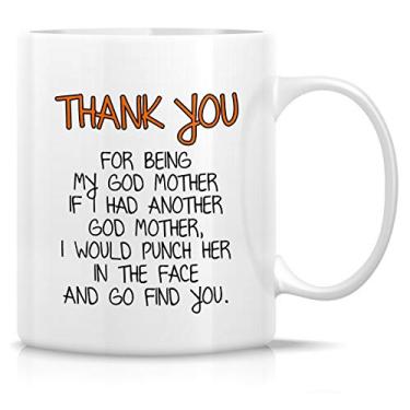 Imagem de Retreez Caneca engraçada - Thank You For Being My Godmother Canecas de café de cerâmica de 325 ml - Engraçado, sarcástico, motivacional, presentes de aniversário inspiradores para amigos, colegas de trabalho, tia, tia, deusa mãe