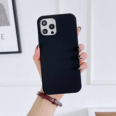 Imagem de Capa traseira de silicone líquido original de luxo sólido para iphone 13 12 11 pro max para iphone 14 11 xr xs max macio tpu capa traseira, 1 preto, para iphone 13pro