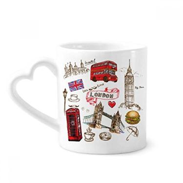 Imagem de Heart Tower Bus Car UK Hambúrguer Caneca Marco de Marco de Café Cerâmica Copos Copo de Coração de Vidro