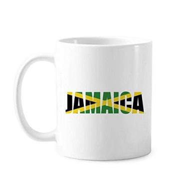 Imagem de Caneca de cerâmica com nome da bandeira do país da Jamaica cerâmica xícara de café e porcelana