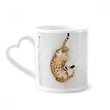 Imagem de Animal Ocelot Gato Fotografia Caneca de café Cerâmica Copos Copo de Coração de Vidro