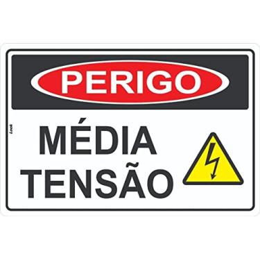 Imagem de Placa Sinalização de Perigo Média Tensão Energia Elétrica Tamanho:20X30CM