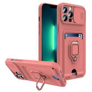 Imagem de Capa de suporte de anel de cartão de carteira de câmera deslizante para Samsung Galaxy A20 A30 A51 A71 A21S A12 A32 A22 A42 A31 A02S A52 A72, rosa, para iphone 6 6s