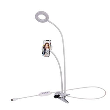 Imagem de Tranesca Selfie Ring Light with Cell Phone Holder Stand for Live Stream/Makeup, LED Camera Lighting [3-Light Mode] with Flexible Arms Compatible with All Cellphone Models and Android Phones (White)