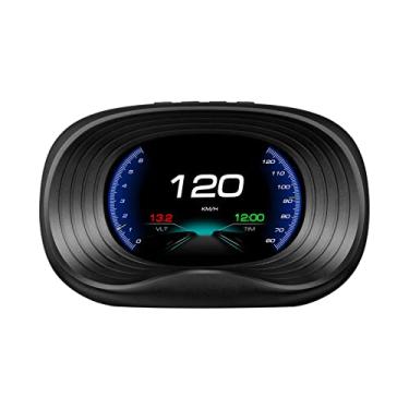 Imagem de Velocímetro digital OBDII Car Head Up Display com interface OBD Tensão de velocidade Monitor de relógio de quilometragem única Tensão de velocidade Alarme de temperatura da água