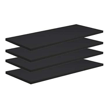 Imagem de Kit 4 Prateleiras 90x25 MDF Preto com Suporte Flutuante Invisível