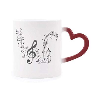 Imagem de Flappg Caneca preta com notas musicais sensíveis ao calor Caneca vermelha que muda de cor