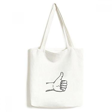 Imagem de Praise Gesture Line Bolsa de lona com estampa de desenho bolsa de compras casual