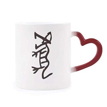 Imagem de Caneca Bones Inscriptions do Zodíaco Chinês, Tigre Sensível ao Calor, Caneca de Grés Mudança de Cor Vermelha