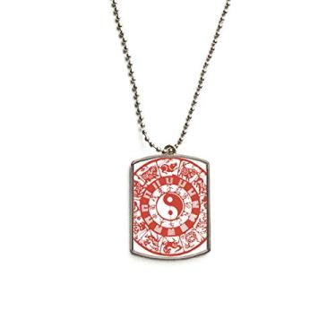 Imagem de DIYthinker Colar com pingente de corrente de aço inoxidável do zodíaco de Yin-yang com diagramas chineses Taiji