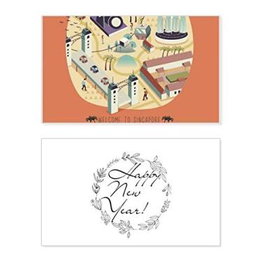 Imagem de Bem-vindo à Singapura Landmarks New Year Festival Cartão de felicitações Bless Message Present